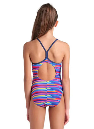 Arena Girl's Swimsuit Racing Stripe Light Drop Back (4-15rokov)