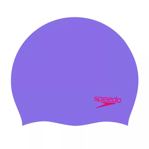 Speedo Junior Plain Moulded Silicone Cap Purple
