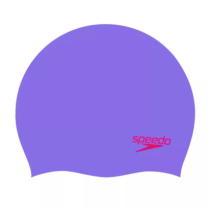Speedo Junior Plain Moulded Silicone Cap Purple