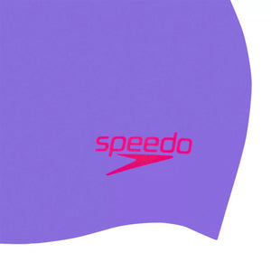 Speedo Junior Plain Moulded Silicone Cap Purple